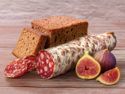 Französische Salami mit Lebkuchen und Feigen